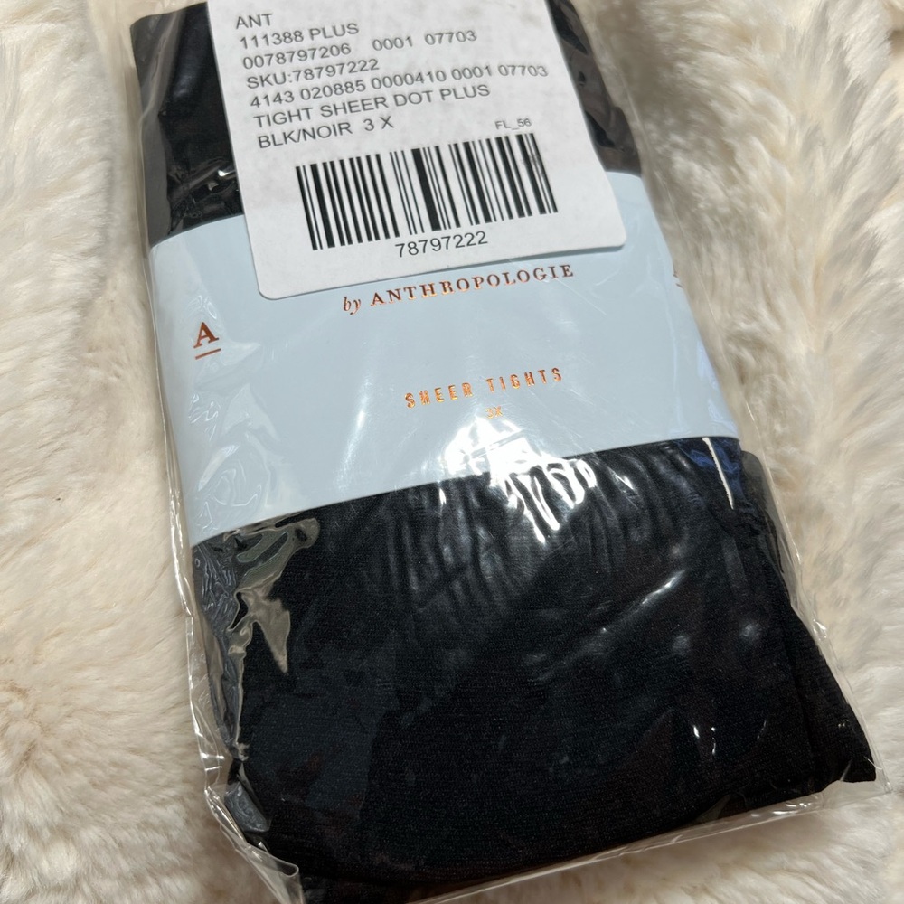 BOGO Anthropologie Black Sheer Plus Size Tights Sz 3X